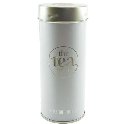 the tea spot tea tin on a white background
