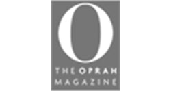 Logo of Oprah Magazine with a gray 'O' on a white background